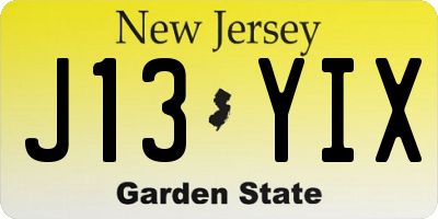 NJ license plate J13YIX