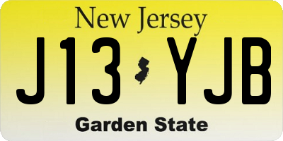 NJ license plate J13YJB