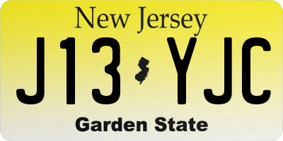 NJ license plate J13YJC