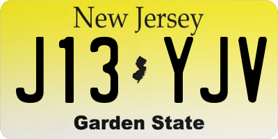 NJ license plate J13YJV