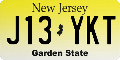 NJ license plate J13YKT