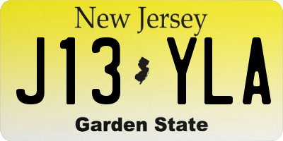 NJ license plate J13YLA