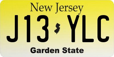 NJ license plate J13YLC