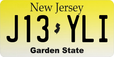 NJ license plate J13YLI