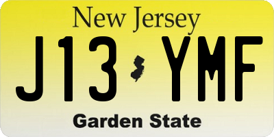 NJ license plate J13YMF