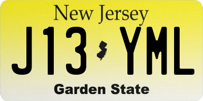 NJ license plate J13YML