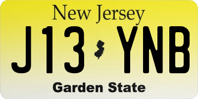 NJ license plate J13YNB