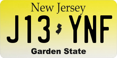 NJ license plate J13YNF
