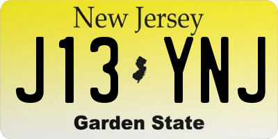 NJ license plate J13YNJ