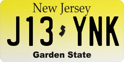 NJ license plate J13YNK