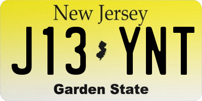 NJ license plate J13YNT