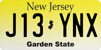 NJ license plate J13YNX