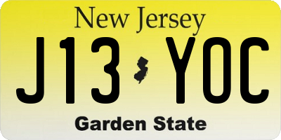 NJ license plate J13YOC