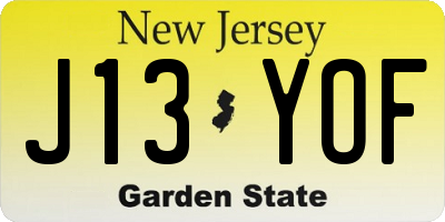 NJ license plate J13YOF