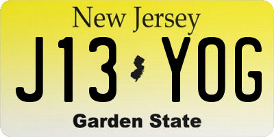 NJ license plate J13YOG