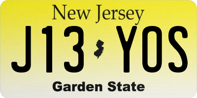 NJ license plate J13YOS