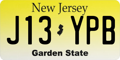 NJ license plate J13YPB