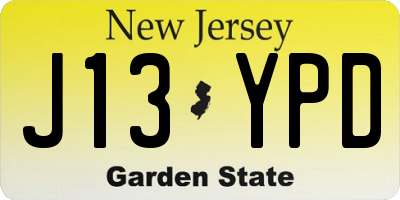 NJ license plate J13YPD