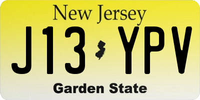 NJ license plate J13YPV