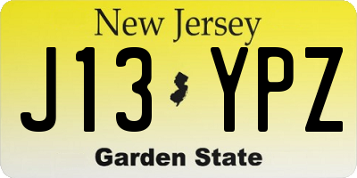 NJ license plate J13YPZ