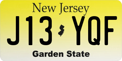 NJ license plate J13YQF