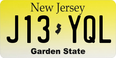 NJ license plate J13YQL