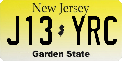 NJ license plate J13YRC