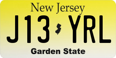NJ license plate J13YRL