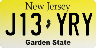 NJ license plate J13YRY
