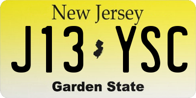 NJ license plate J13YSC