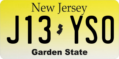 NJ license plate J13YSO