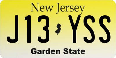 NJ license plate J13YSS