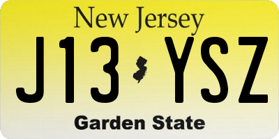 NJ license plate J13YSZ