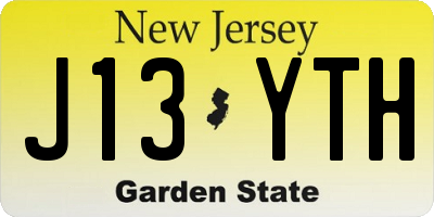 NJ license plate J13YTH