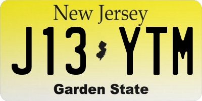 NJ license plate J13YTM