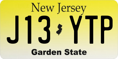 NJ license plate J13YTP