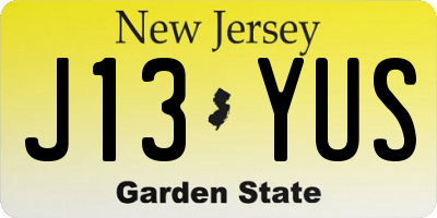 NJ license plate J13YUS