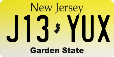 NJ license plate J13YUX
