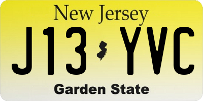 NJ license plate J13YVC