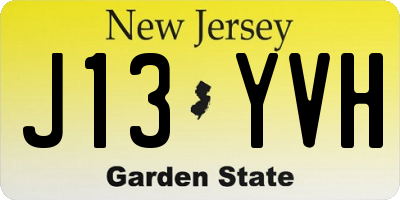 NJ license plate J13YVH