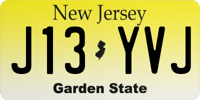 NJ license plate J13YVJ