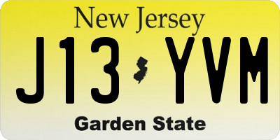 NJ license plate J13YVM