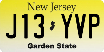 NJ license plate J13YVP