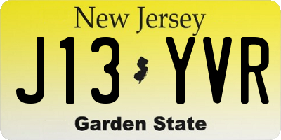 NJ license plate J13YVR