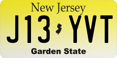 NJ license plate J13YVT