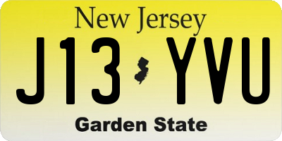 NJ license plate J13YVU