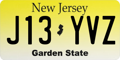 NJ license plate J13YVZ