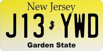 NJ license plate J13YWD