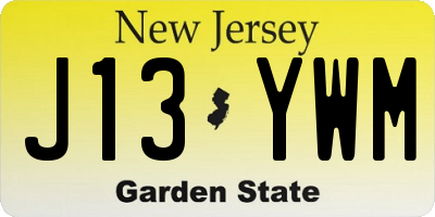 NJ license plate J13YWM