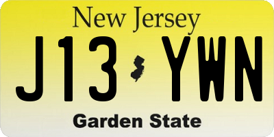 NJ license plate J13YWN